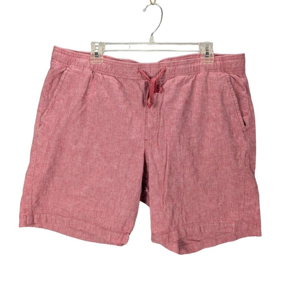 Gap Pull On Shorts Mens Extra Large Red Linen Blend Preppy Beachy Coastal Casual
